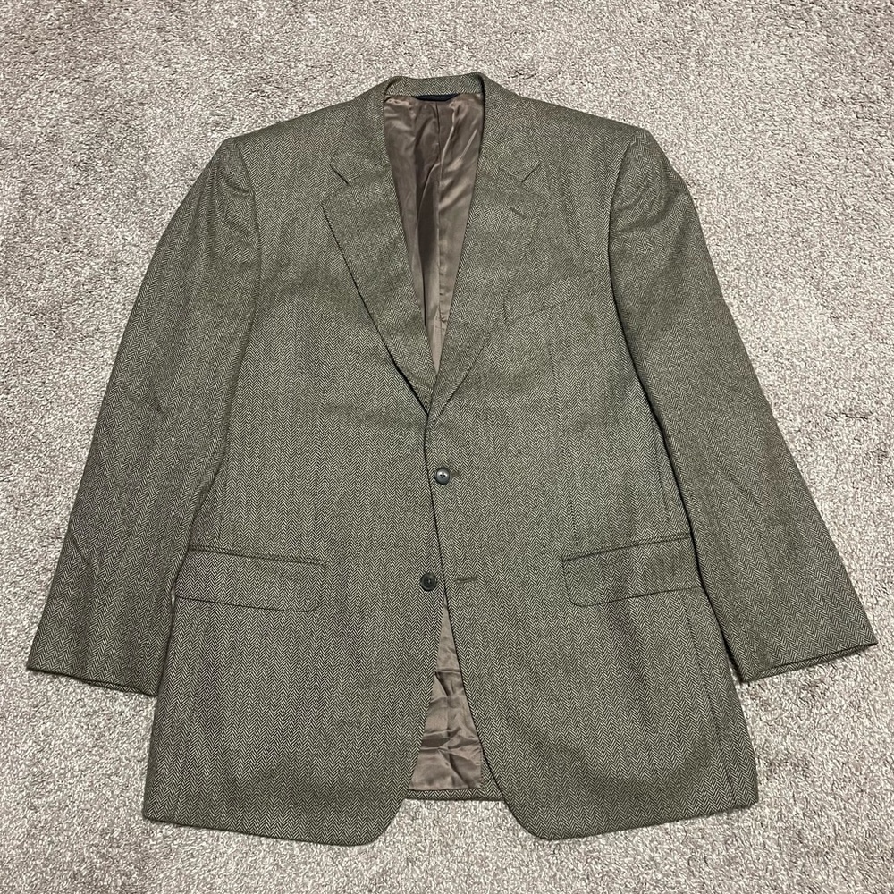 Men’s Brooks Brothers 100% Cashmere Herringbone Blazer Size 44L